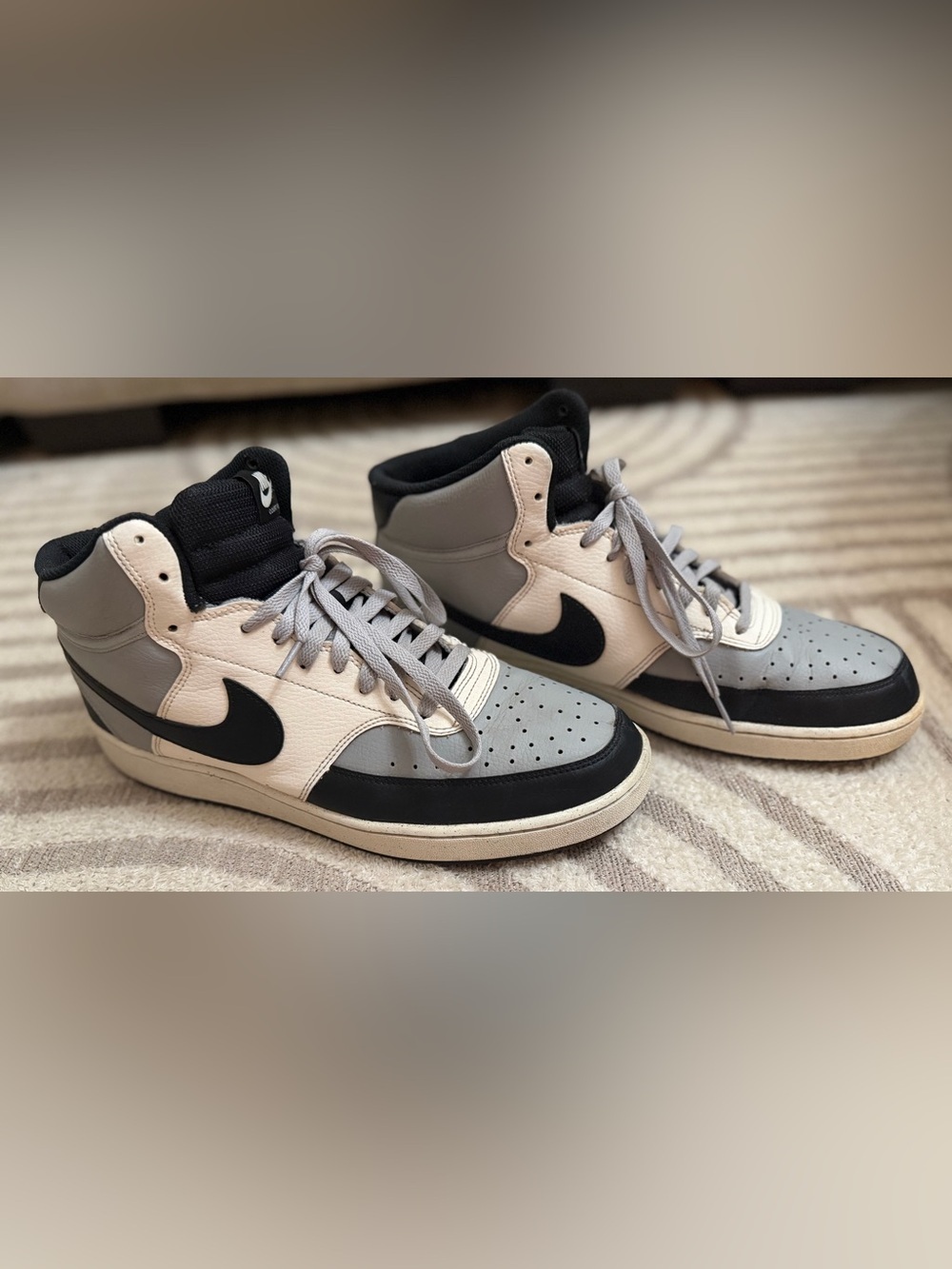 Nike Court Vision Mid Sneakers Gray-White-Black Men’s Size 13 - Picture 3 of 9